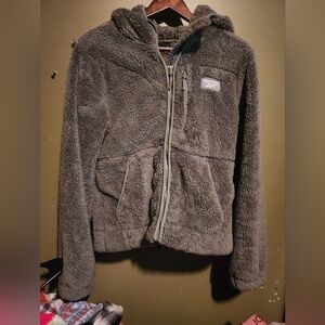 Reebok Olive Green Fleece Zip-Up Jacket Womens Medium Coat Hoodie